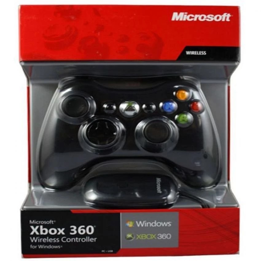 Black Microsoft Xbox 360 Wireless Controller For Windows Gamepads Standard Controllers