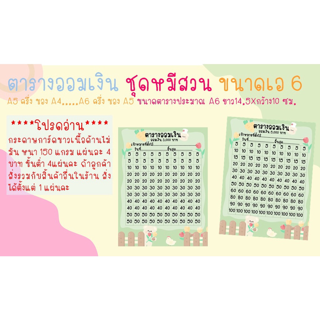 Review ตารางออมเง น ราคาน าร กๆ ส งข นต ำ 4แผ นนร า น องใหม มาแล ว ช ดหม ทำสวน ราคาเท าน น 4