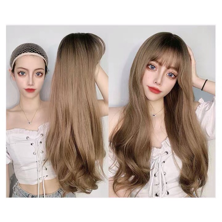 วิกผมงานดีสวย🔥 วิกผมลอนยาว ฟรีตาข่ายคลุมผม Wig วิกผมแบบสวมครอบ มีหน้าม้า พร้อมส่งในไทย