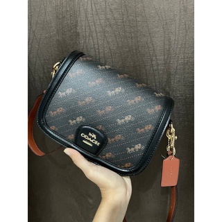 (COACH C4059) SADDLE BAG WITH HORSE AND CARRIAGE DOT PRINT