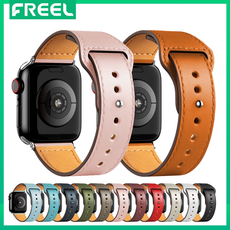 Freel สายนาฬิกาข้อมือหนัง สําหรับ Apple Watch Band 44 มม. 40 มม. Correa 42 มม. 38 มม. Iwatch Series 7 3 4 5 6 SE 41 มม. 45 มม.