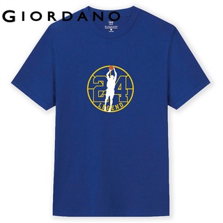 Giordano Men เสื้อคอกลมแขนสั้นมีลวดลายสกรีนตัวอักษร For Men Basketball Series Free Shipping 91099789 BCFA