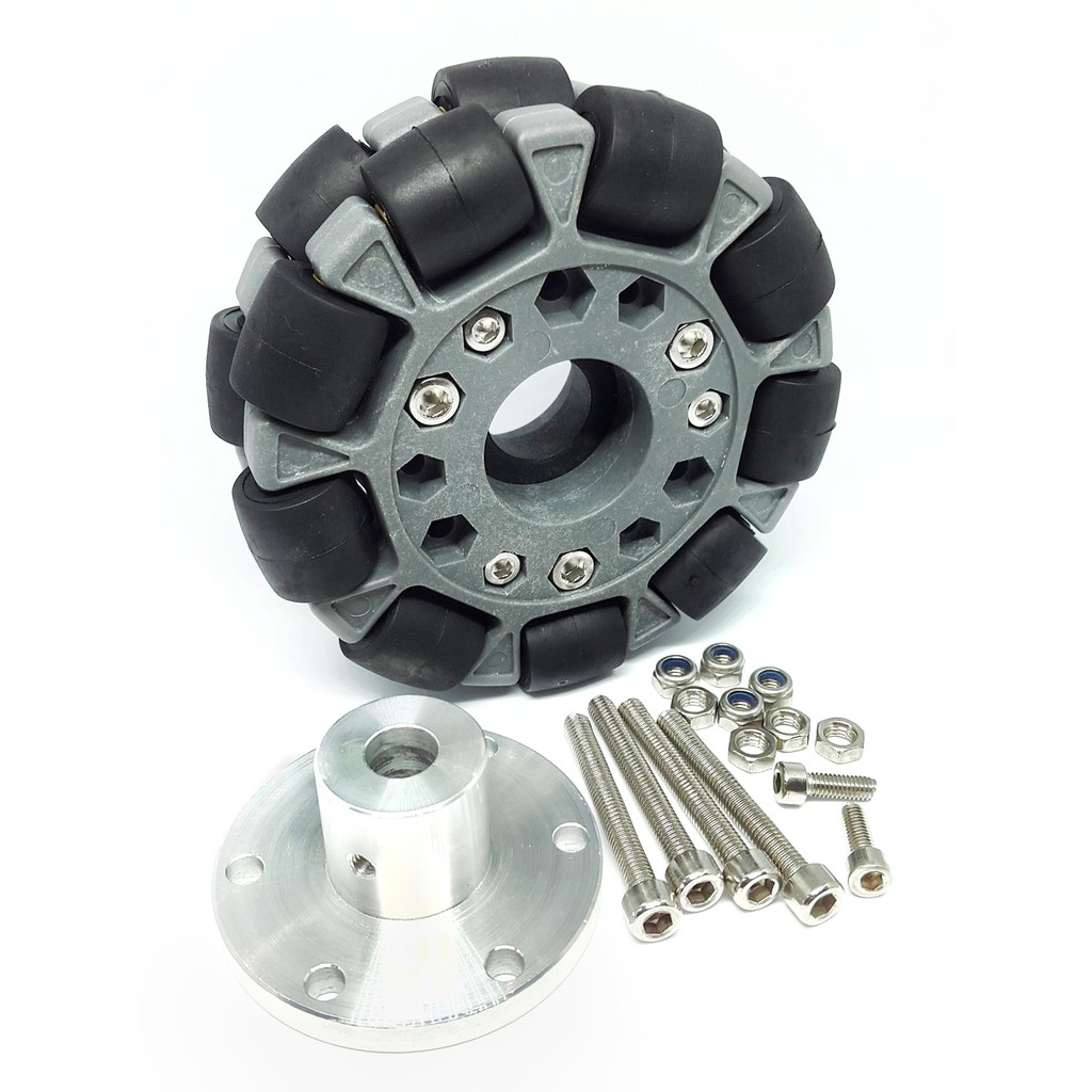 Omni Wheel 100mm วัสดุพลาสติกคุณภาพสูง (แถมข้อต่อมอเตอร์) ล้อโอมนิ ล้อหุ่นยนต์