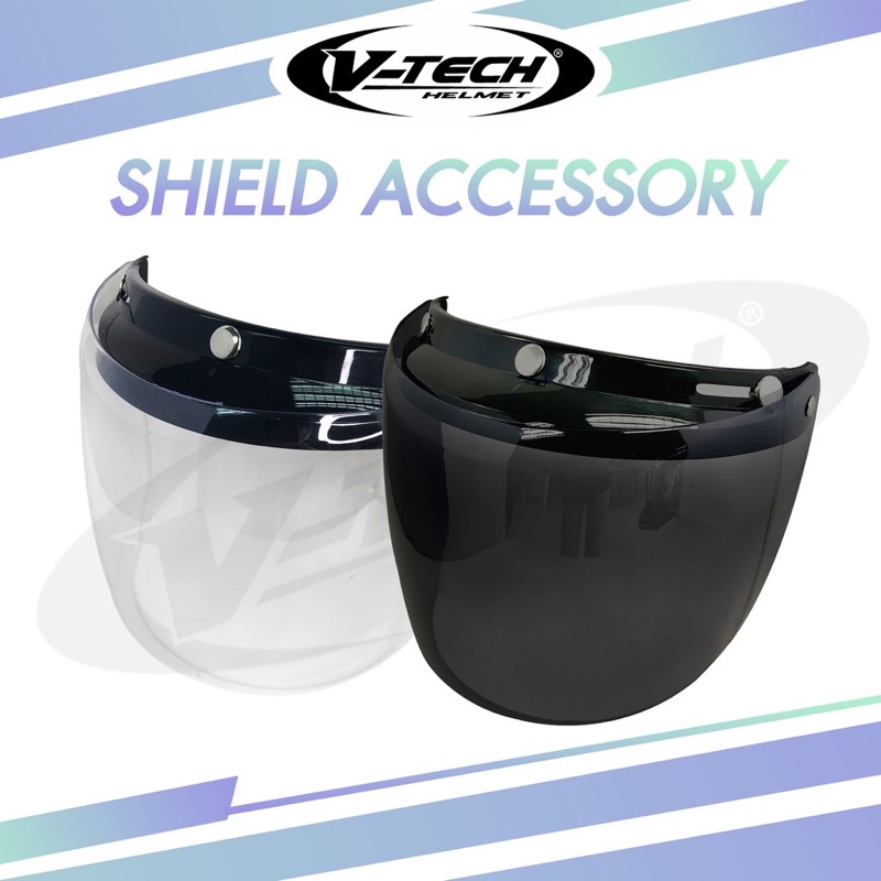 กระจก ชิวล์ แผ่นหน้ากากนิรภัยหมวกเต็มใบ รุ่นคลาสสิค 3กระดุม V-Tech