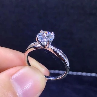 แหวนหมั้นแต่งงาน เงิน S925 ประดับเพชรคริสตัล สีทอง เรียบง่าย แฟชั่นสไตล์เกาหลี สําหรับผู้หญิง