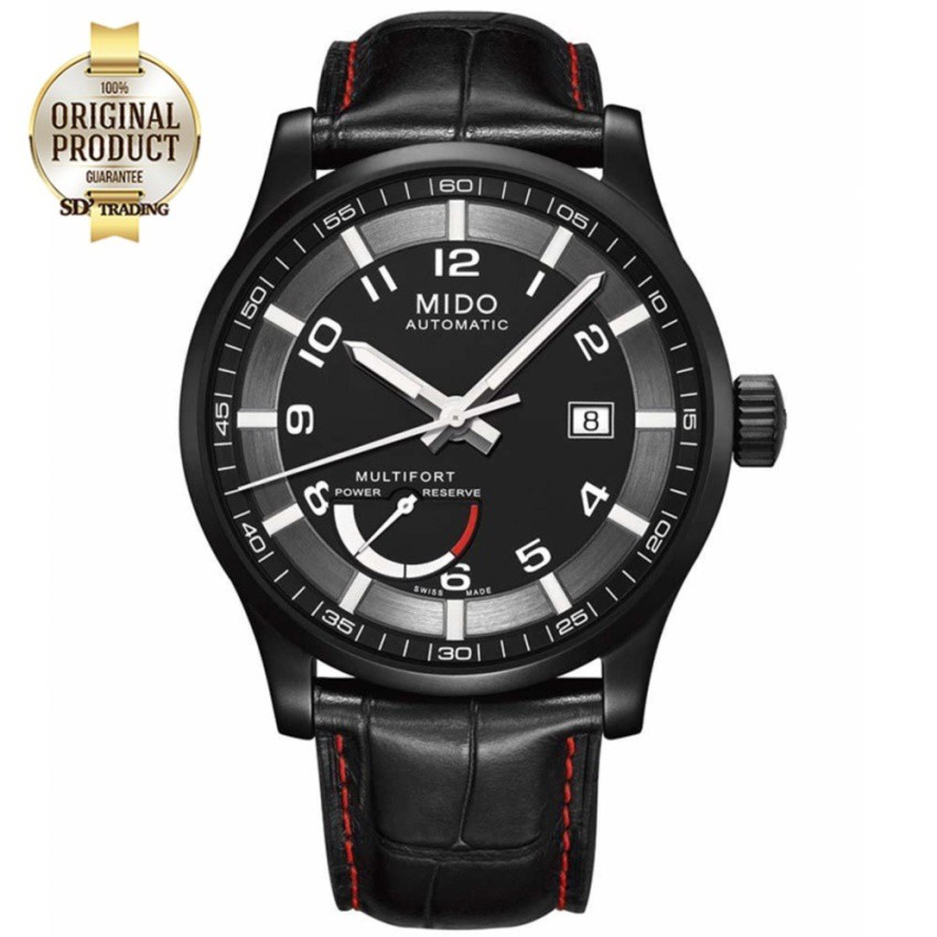MIDO MULTIFORT Automatic Power Reserve Men's Watch รุ่น M005.424.36.052.22​​​​​​​ - Black/Red