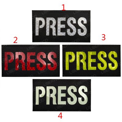 PRESS IR PATCH Infrared Reflective Emblem Tactical Military Army Patch Media Journalist Correspondent Press Reporter Applique