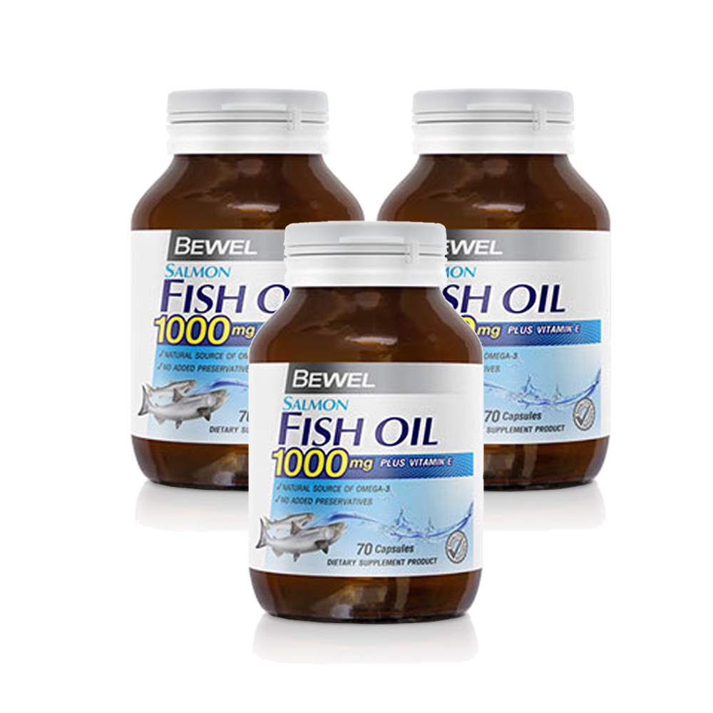 Bewel Salmon Fish Oil Plus Vitamin E 1000mg  [70 Capsules x 3pcs].