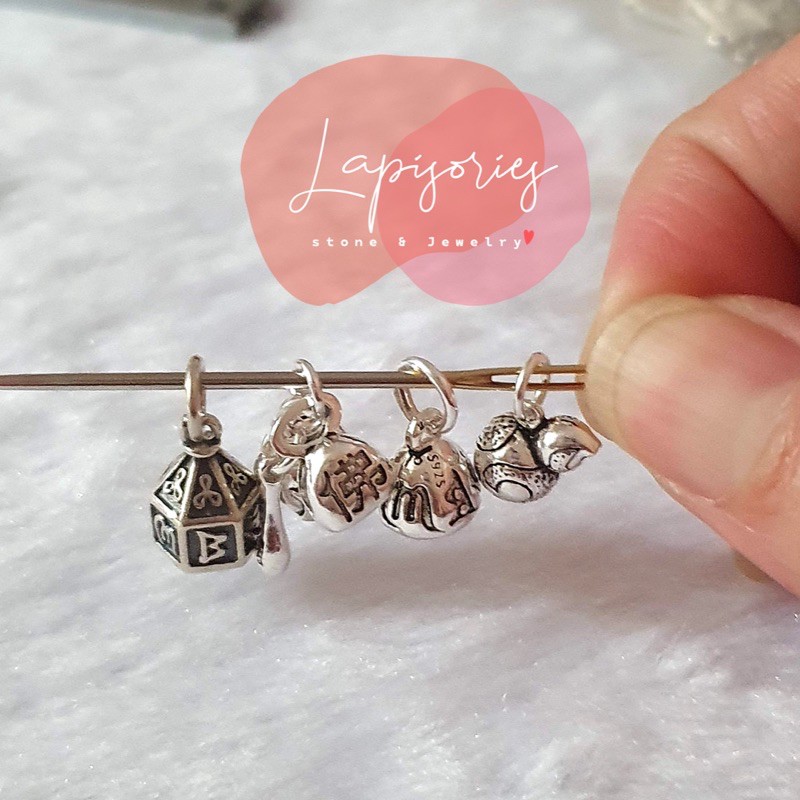 จี้เงินแท้925 กระดิ่ง หัวปลา ตกแต่งกำไล diy ตัวคั่นกำไล จี้ห้อยคอ