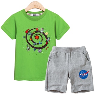 เสื้อยืดเด็กผู้ชาย+กางเกงขาสั้นเด็ก Boys costume NASA icon clothes kids set