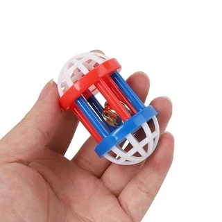 E-19 ของเล่นนกแก้วลูกบอลหลากสี ข้างในลูกบอลมีกระดิ่ง ลูกบอลฝึกนกแก้ว 7*4cm