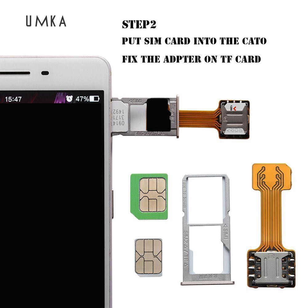 Sl TF Hybrid Sim Slot Dual SIM Card Adapter Micro SD Extender for Android Phone #8