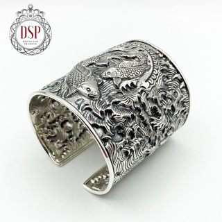 กำไลข้อมือราศีมีน กำไล 12 ราศีแห่งดวงดาว กำไลเงินแท้ 92.5% : Pisces zodiac 925 Sterling Silver Bangle[GSPP0312]