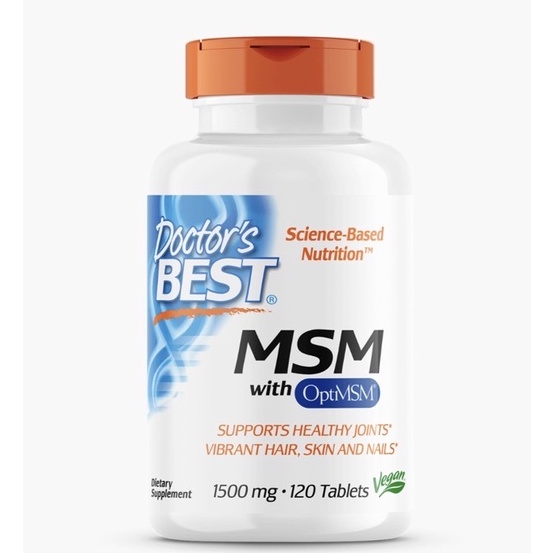 EXP 2/27 Doctor’s Best MSM with OptMSM 1,500 mg, 120 Tablets บำรุง ข้อต่อ ผม ผิว กระดูก ลดอาการปวดข้อ