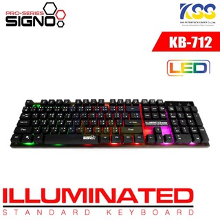 SIGNO Illuminated Standard Keyboard รุ่น KB-712 LED (เกมส์มิ่ง คีย์บอร์ด)**สินค้าประกัน1ปี**