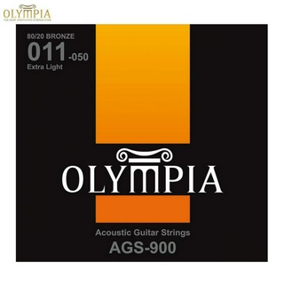 Olympia® AGS-900 สายกีตาร์โปร่ง เบอร์ 11 แบบ 80/20 Bronze ของแท้ 100% (Extra Light, 0.011 - 0.050)