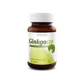 VISTRA Ginkgo 120 mg 30 เม็ด วิสทร้าอาหารเสริมสารสกัดจากใบแปะก๊วย กิงโกะ