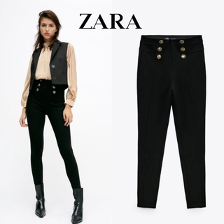 Zara : Black leggings with Gold Buttons (กางเกงดำ)