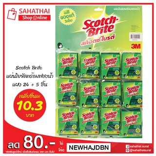 Scotch Brite สก๊อตซ์-ไบรต์ ฟองน้ำ 2 ประสงค์เล็ก แผ่นใยขัดพร้อมฟองน้ำ แพ็ค 24 + 5 ชิ้น