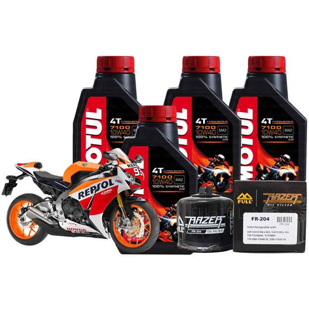CBR1000RR, CB1300  FR-204 FULL MOTO ชุดถ่ายน้ำมันเครื่อง MOTUL 7100 100% SYNTHETIC 4T [10W40]