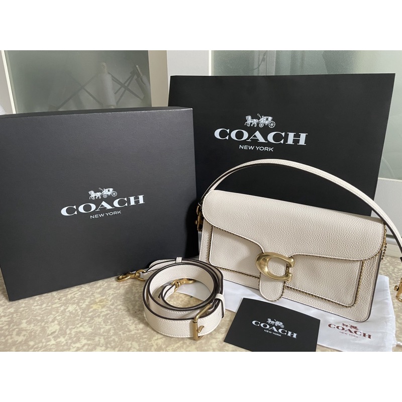 แท้💯 Coach Tabby Shoulder Bag 26 With Beadchain สีขาว