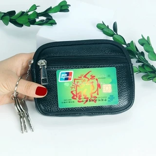 กระเป๋าสตางค์ หนัง PU ใบสั้น แต่งซิป ขนาดเล็ก ใส่บัตร และเหรียญได้ สําหรับผู้หญิง