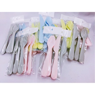 เซ็ทช้อน,ส้อม,มีดพลาสติก (คละสี ) ** สินค้าพร้อมส่ง