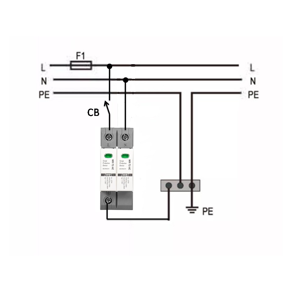 AC surge protection อุปกรณ์ ป้องกันฟ้าผ่า ไฟกระชาก 275VAC รุ่น WR-T2-AC 20/ 40KA (WRDZ)