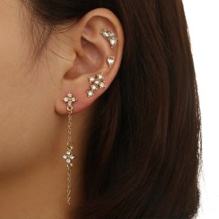 ต่างหูเซ็ทคริสตัลสีทอง • Gold Crystal Earrings Set