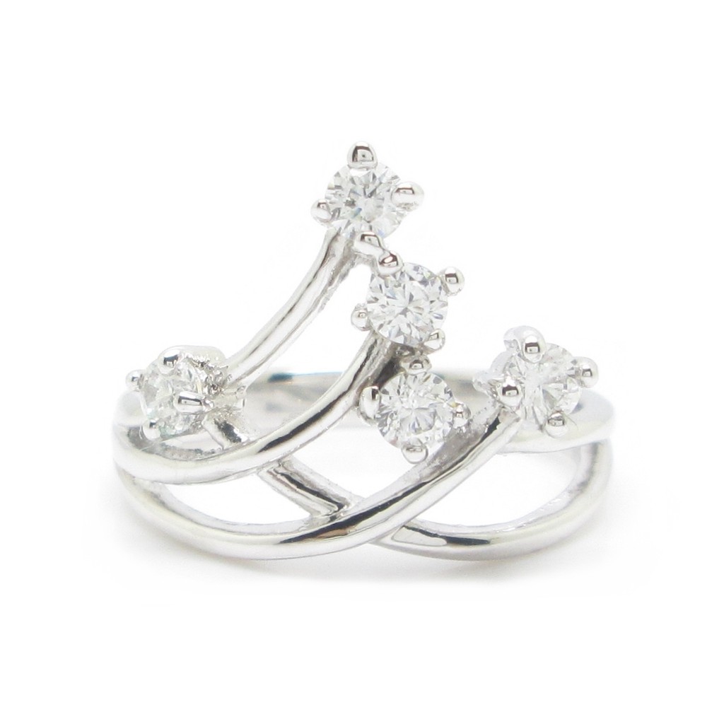 แหวนมงกุฎ ประดับเพชร ชุบทองคำขาว