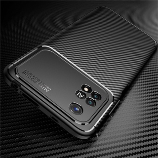 For Xiaomi Poco M4 Pro 4G Case Carbon Fiber Camera Protection Phone Cover Poko Poxo M 4 Pocom4 M4Pro Silicone Shockproof Fundas