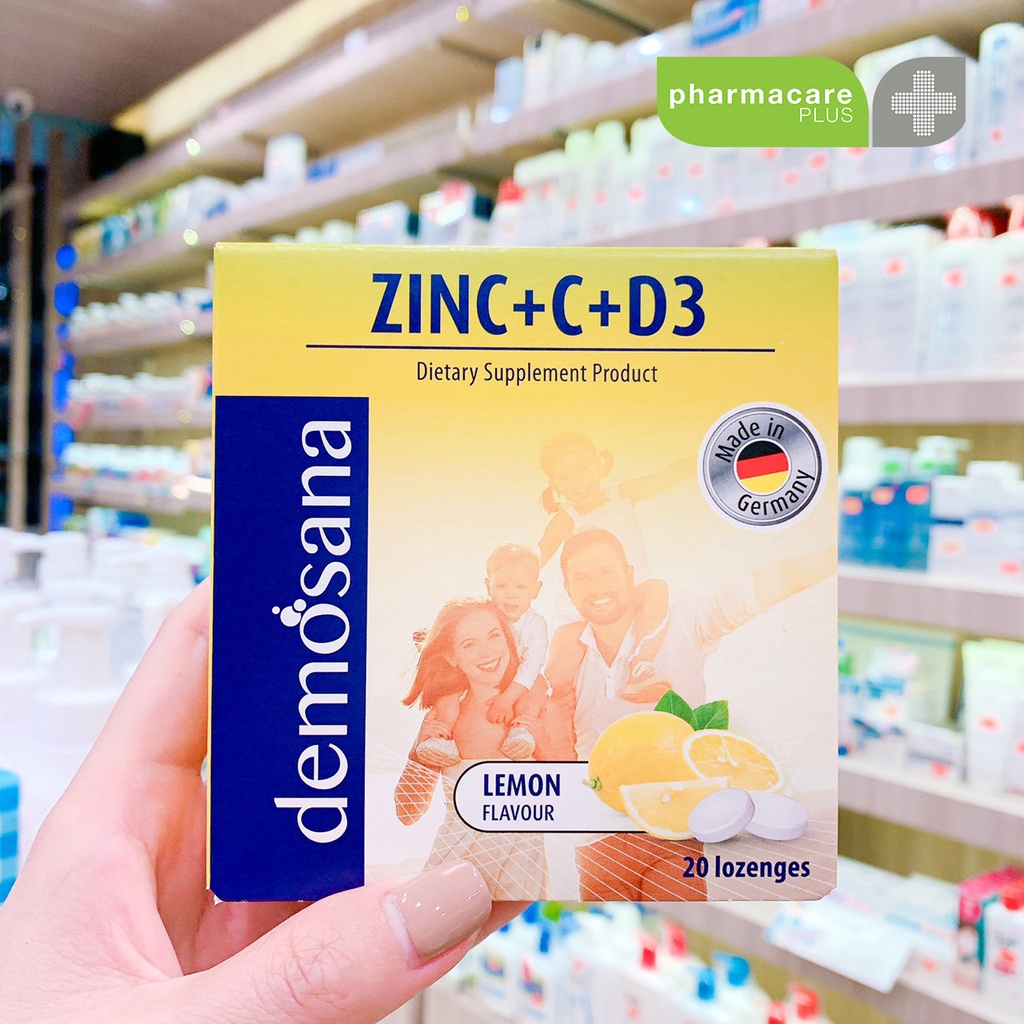 EXP.02/2025 Demosana Zinc + C + D3 bx 20 tab เม็ดอม ดีโมซานา ซิงค์ + ซี + ดี3
