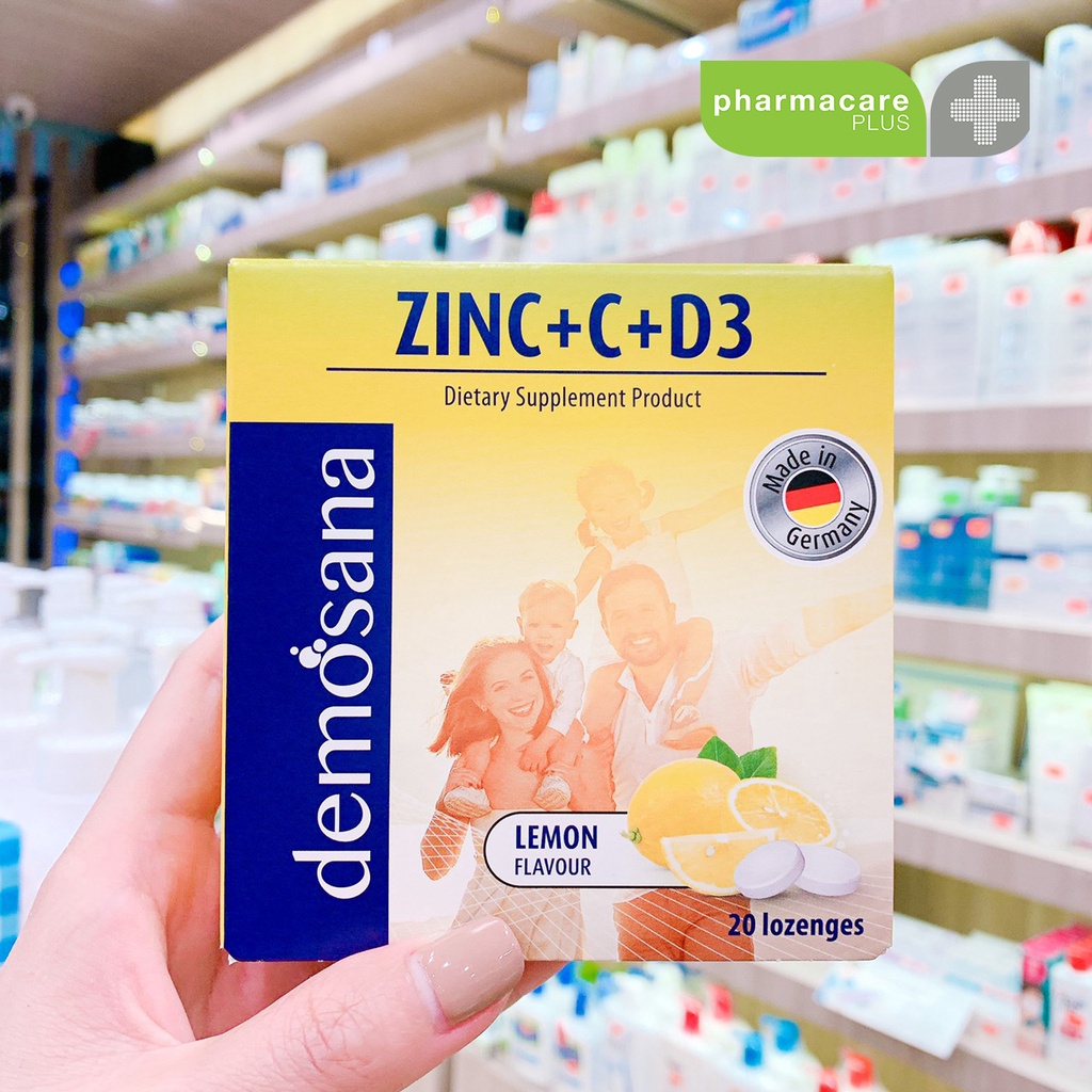 EXP.02/2025✨Demosana Zinc + C + D3 bx 20 tab✨ เม็ดอม ดีโมซานา ซิงค์ + ซี + ดี3