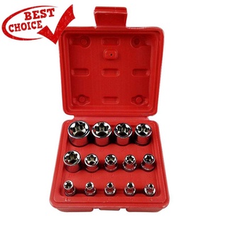 ชุดซ็อกเก็ต E Type Bit Sockets E4 - E24 1/4 นิ้ว 3/8 นิ้ว 14 ชิ้น/ชุด