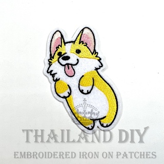 ตัวรีดติดเสื้อ ลาย ลูกหมา หมา น่ารัก การ์ตูน Cute Dog Puppy Cartoon Patch งานปัก WOP DIY ตัวรีด อาร์มติดเสื้อ กระเป๋า