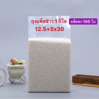 ถุงแพ็คข้าวสาร สำหรับ 1 กิโล (แพ็ค 100 ใบ) ถุงแวคคัม ถุงสูญญากาศแพ็คข้าว