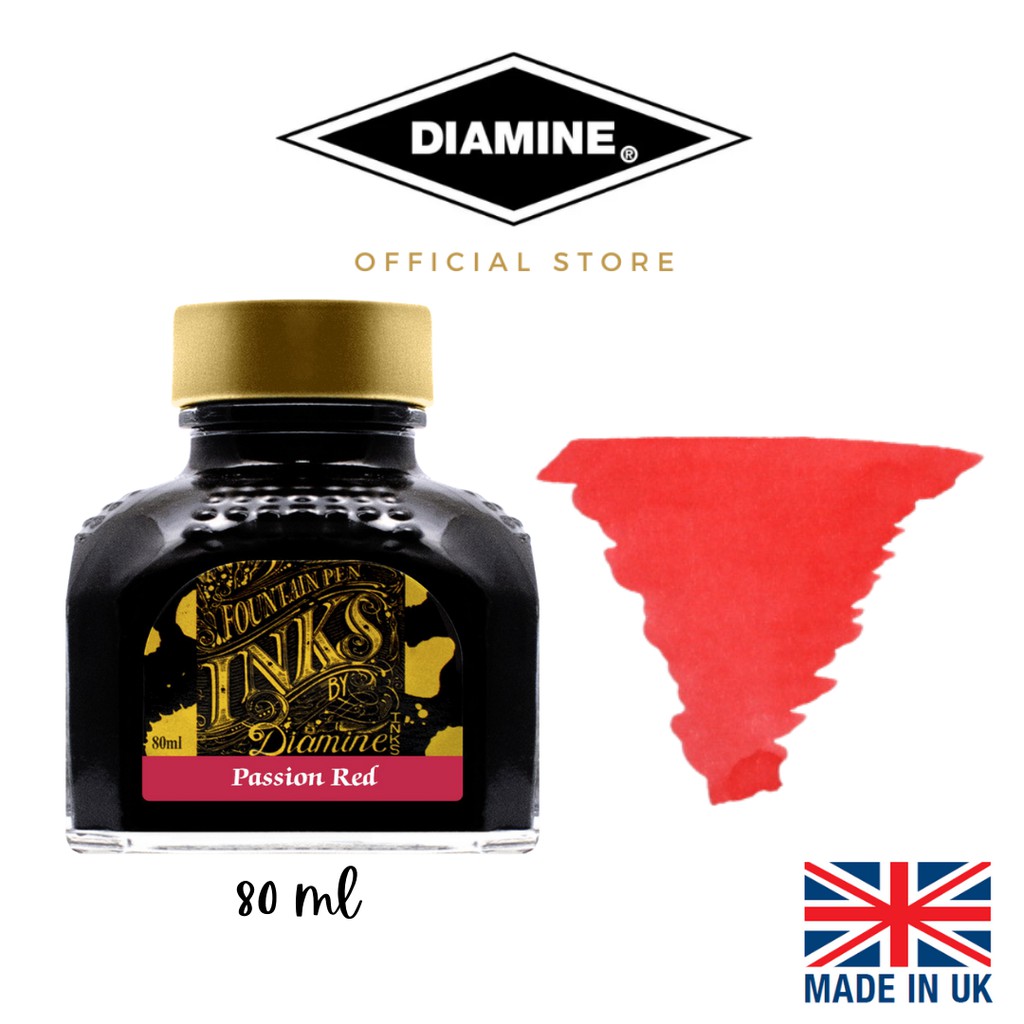 ปากกาหมึกซึม Diamine 80ml ขวดหมึก Passion Red