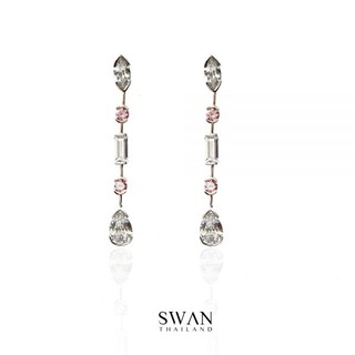 SWAN - Candy Pink Drop Earring ต่างหูยาวเงินแท้  ฝังเพชรคิวบิกเซอร์โคเนีย cubic zirconia