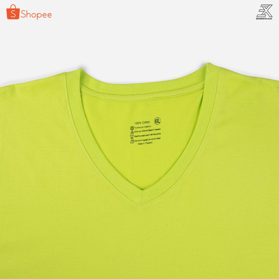 Expogarment เสื้อยืดสีเขียวมะนาว   (ไซต์ใหญ่) คอกลม คอวี คอตตอน100%  ไซส์2XL - 6XL - รูปที่ 2