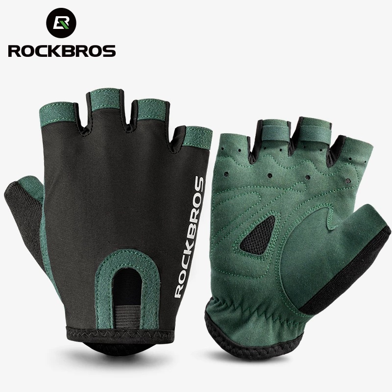 ROCKBROS ถุงมือขี่จักรยาน ระบายอากาศ ซับเหงื่อ ตาข่ายจักรยาน ครึ่งถุงมือ ผู้ชาย ผู้หญิง ผ้ายืดหยุ่นสูง ถุงมือกีฬา ถุงมือจักรยาน