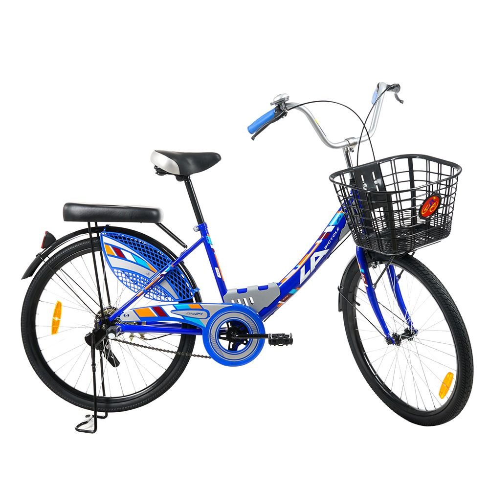 Maid bicycle CITY BIKE LA CITY HI- TENSILE STEEL FRAME 24" BLUE bike Sports fitness จักรยานแม่บ้าน จักรยานแม่บ้าน LA CIT