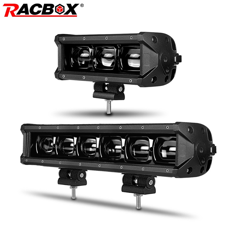 Racbox 8 14 20 27 34 40 Inch 6D Lens Car Led Work Light bar 6000K White Spot Beam For Off Road 4x4 t