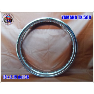 วงล้อเหล็ก (ชุบโครเมียม) ขอบ 18 x 2.15 dot 36 รู วงล้อหลัง สำหรับ YAMAHA TX 500 y 1974 Rear Chrome Steel Wheel Rim