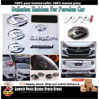 โลโก้สัญลักษณ์ Daihatsu sirion Perodua MYVI Lagi Best lcon Alza Bezza Axia MYVI NEW Aruz Frot &amp; Rear Logo Emblem Chrome 1 ชิ้น