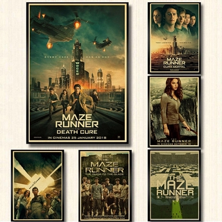 โปสเตอร์กระดาษคราฟท์ รูปภาพยนตร์ The Maze Runner Jet Li สไตล์เรโทร สําหรับตกแต่งบ้าน