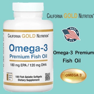 น้ำมันปลา บำรุงสมอง Omega-3 Premium Fish Oil, 180 EPA / 120 DHA, 100 Fish Gelatin Softgels