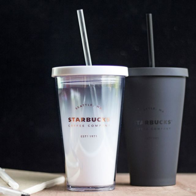 แก้ว แก้วน้ำ สตาร์บัค Starbucks Matte Black Cold Cup 16oz สีแมทดำ พร้อมถุงผ้า ( Starbuck )