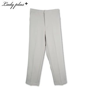 Lady Plus กางเกงขายาว 7 ส่วนเอวสม๊อคหลัง | Cropped Pants with Elastic กางเกงทำงาน สีครีม