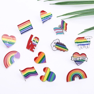 เข็มกลัด รูปการ์ตูน Love Is Love Enamel Pins Pride Rainbow Flag Heart Rainbow Bridge Victory เครื่องประดับ สําหรับผู้หญิง