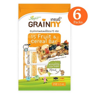 Xongdur เกรนนี่ Grainny ขนมธัญพืช แท่งผลไม้ แพค5แท่ง  Fruit cereal bar.Low Sugar